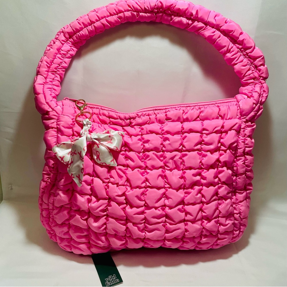💖Breast CA Awareness Set💖Large Puffer Bag, Denim Bling Cap, BagCharm, Angel Soap - Picture 5 of 13